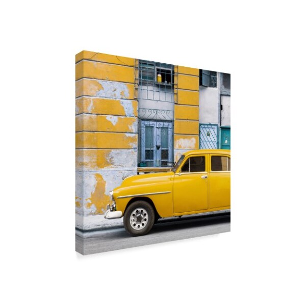 Philippe Hugonnard 'Yellow Classic American Car' Canvas Art,14x14
